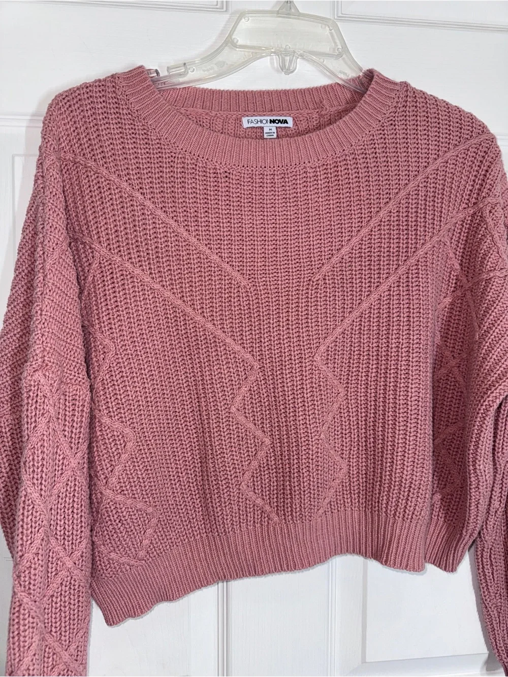 Fashion Nova Mauve Pink Textured Chunky Knit Crewneck Sweater Size M - Picture 4 of 9